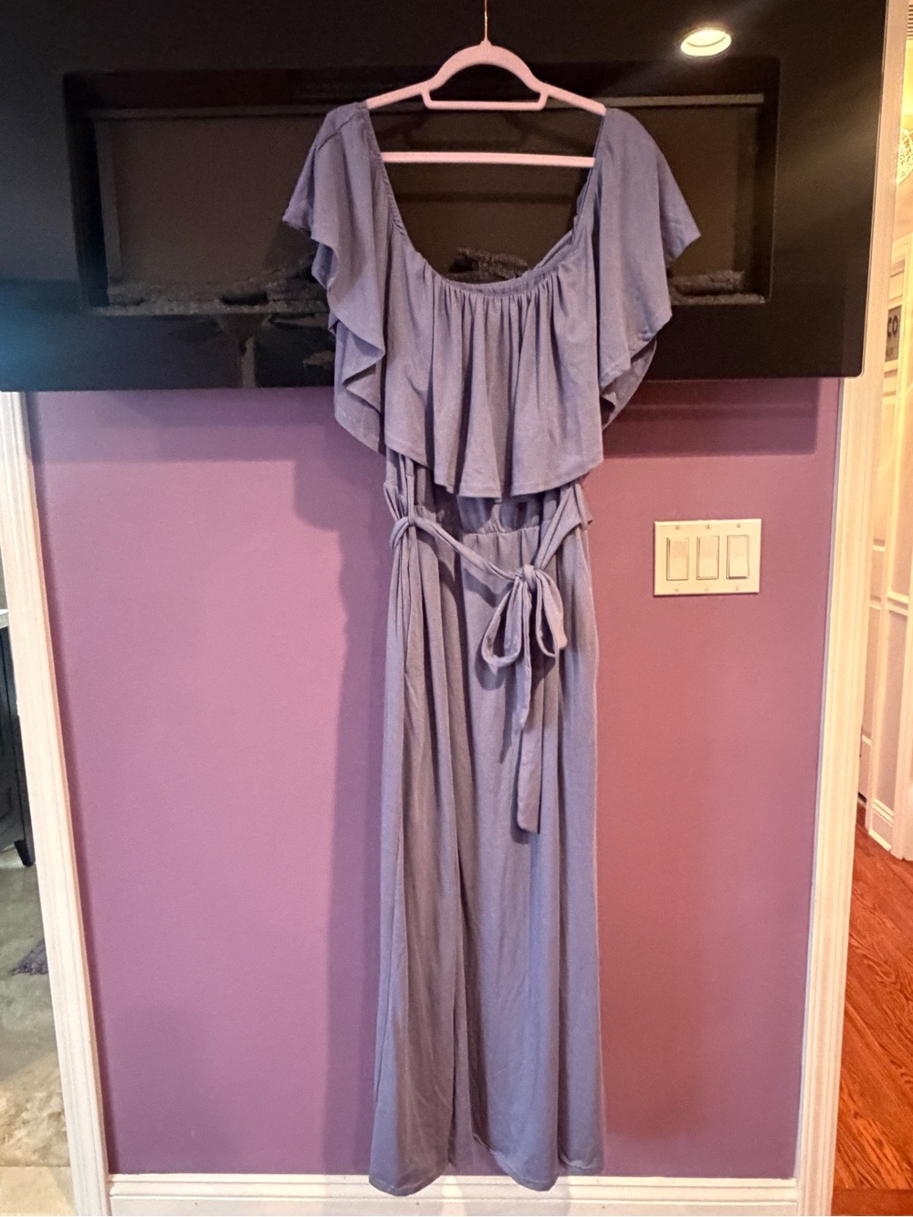 Women's Lavender Off-Shoulder dress with Tie Waist
